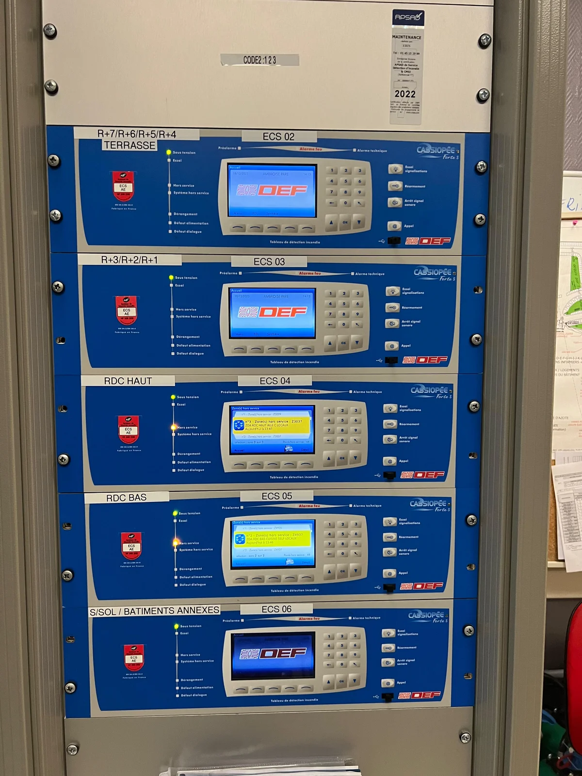 Diagnostic dérangement centrale DEF Cassiopée Forte S