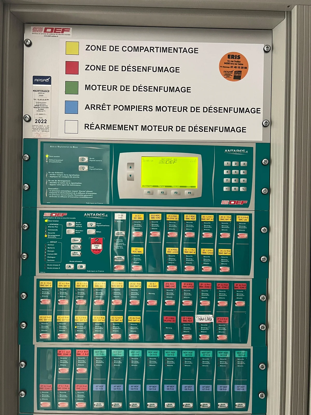 Centrale incendie DEF Vega en maintenance